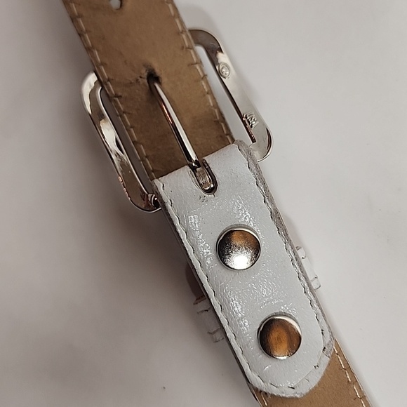 Tony Lama Vintage White Leather Belt With Silver Hardware Sz 32